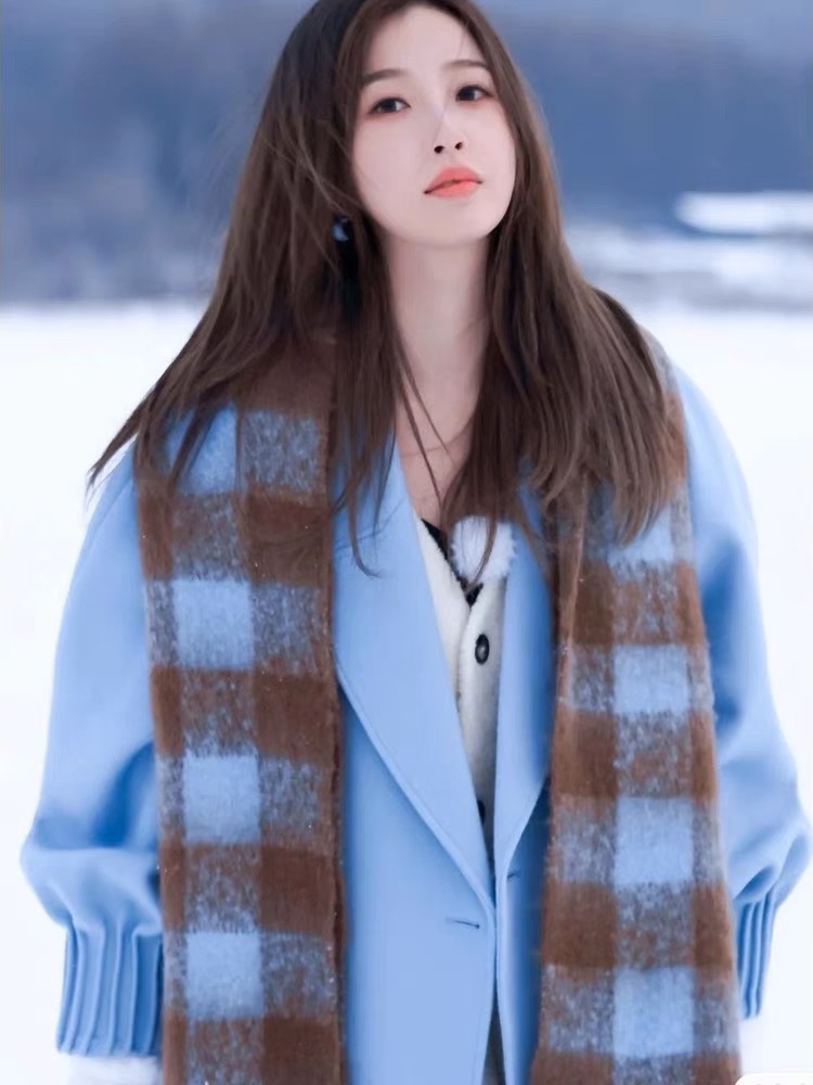 親膚海毛羊絨格紋圍巾/三色/虞書欣同款