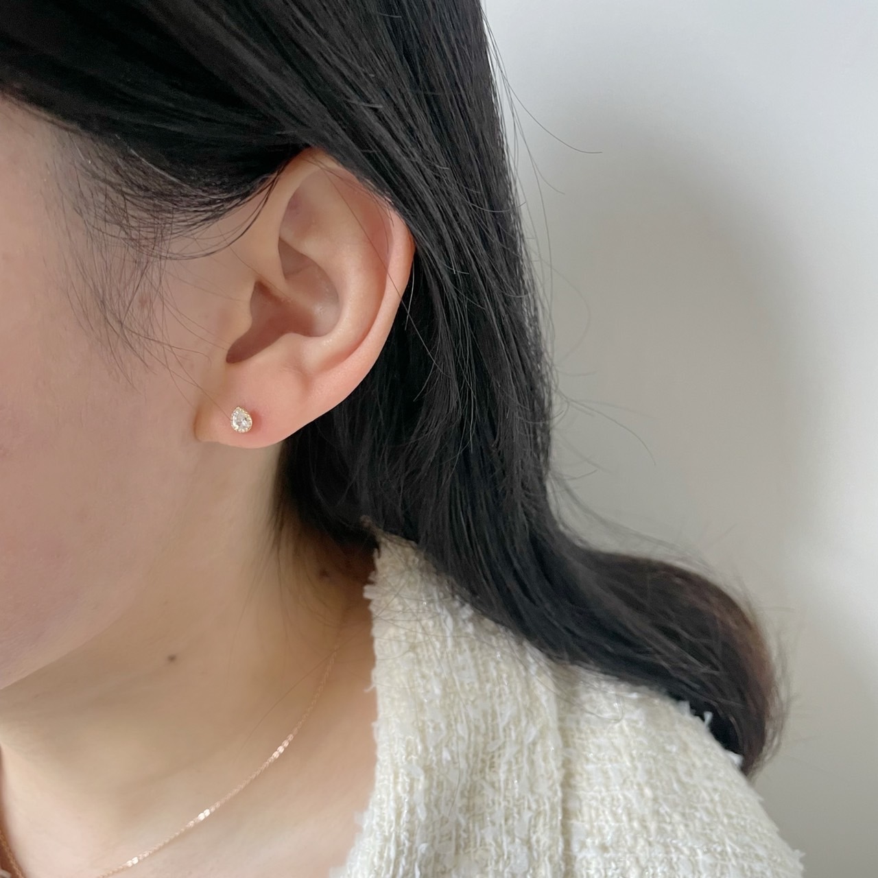 10K胖胖巴洛克水滴鋯石耳環