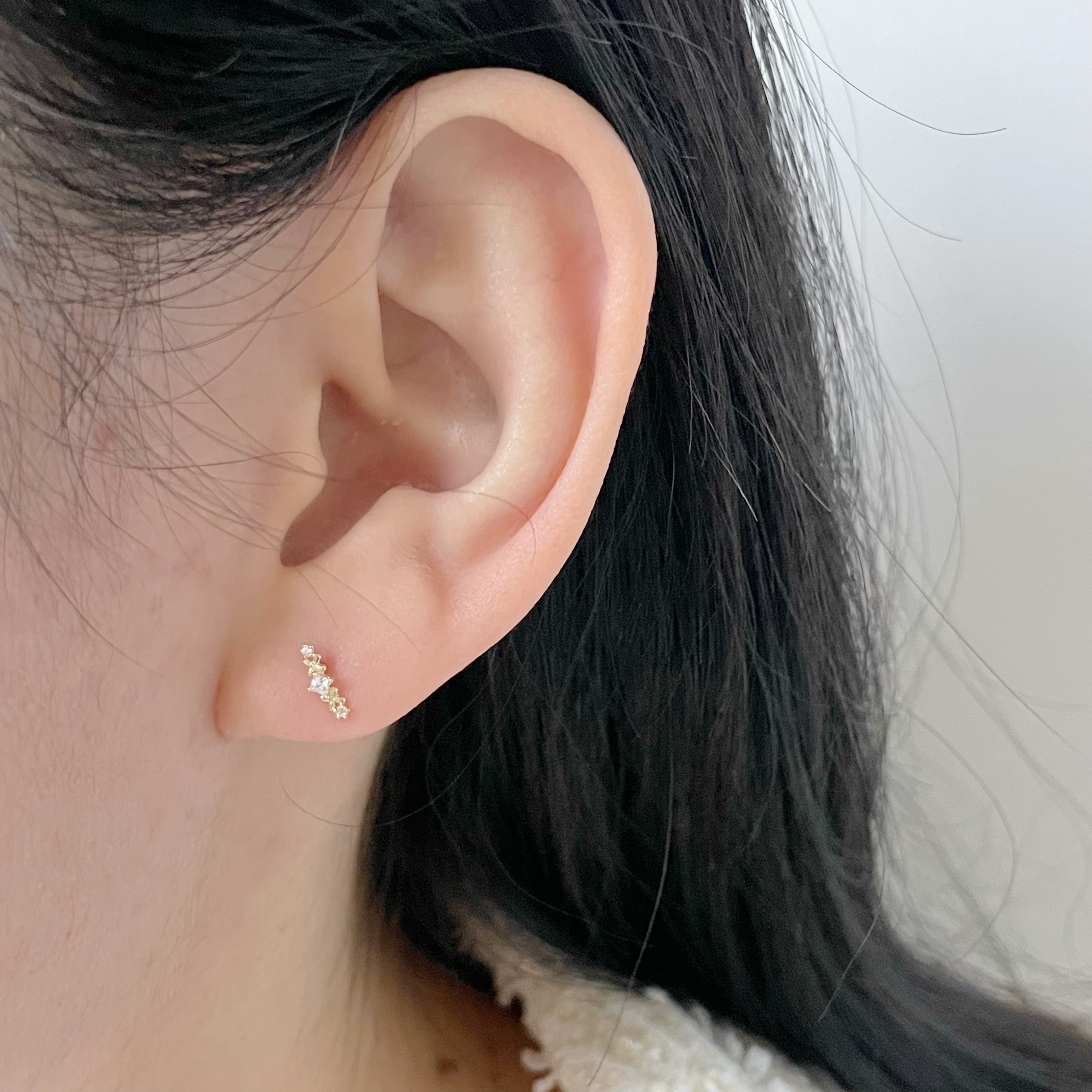 10K迷迭香鋯石耳環