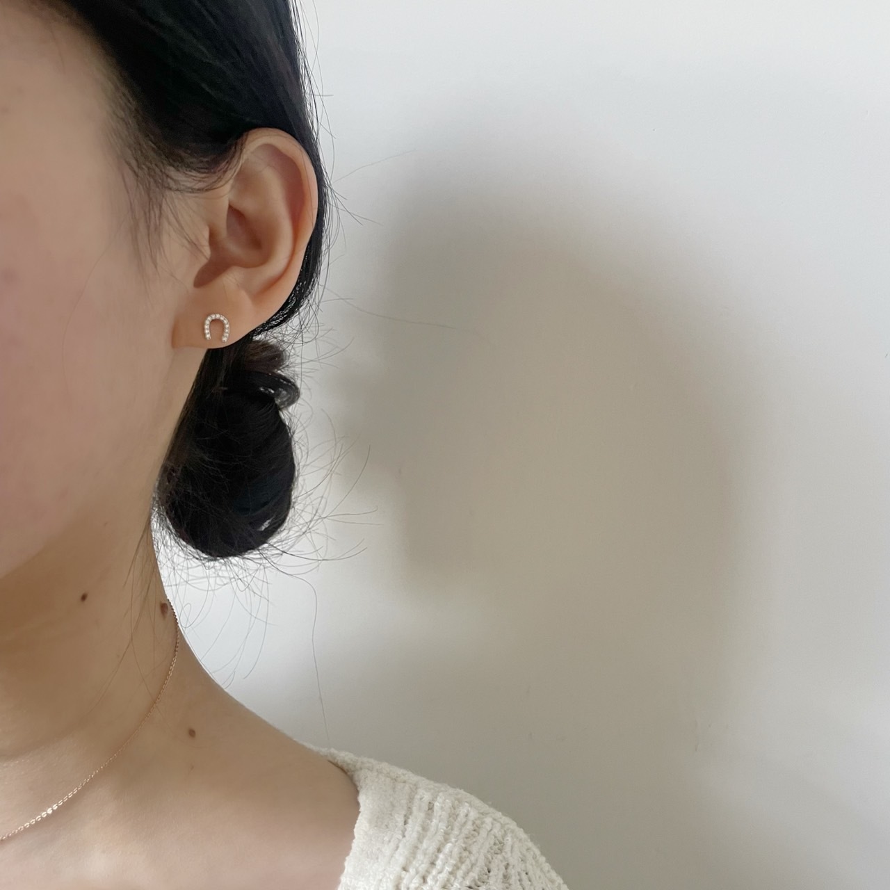 10K馬蹄鋯石耳環