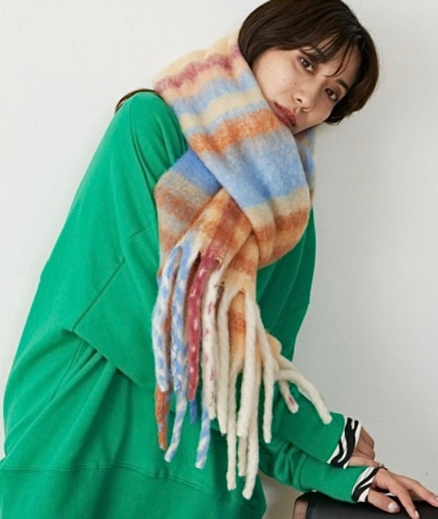 軟綿親膚羊絨彩格圍巾/單一色/海毛/厚實感/保暖/軟Q/柔軟