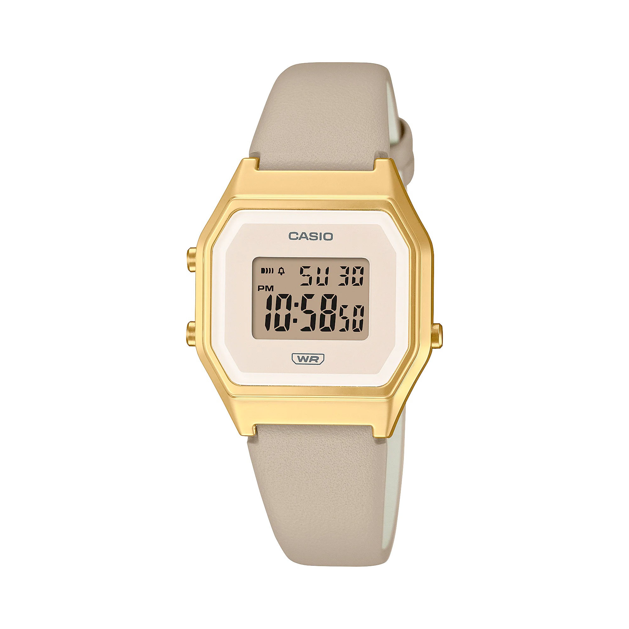 Casio LA680WEGL-5 女裝 卡其色 復古皮帶跳字錶