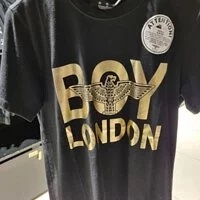 [S] BOYLONDON EAGLE SIGNATURE LOGO PRINT SHORT SLEEVE T-SHIRT,BLACK/GOLD, B82TS1002U0059 (SBB141)