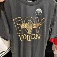 [S] BOYLONDON LETTER EAGLE PRINT SHORT SLEEVE T-SHIRT,BLACK/GOLD, B02TS1012U99 (SBB143)