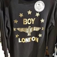[S] BOYLONDON EAGLE BOY STAR PRINT SWEATER,BLACK/GOLD, B73DROP05F99 (SBB144)