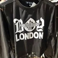 [S] BOYLONDON EAGLE LOGO PRINT SWEATSHIRT,BLACK/WHITE, B71TPTL03F89 (SBB147)