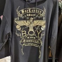 [S] BOYLONDON BOY EAGLE SKULL PRINTED HOODIE LONG SLEEVE DRESS,BLACK/GOLD, B830P1322F99 (SBB168)