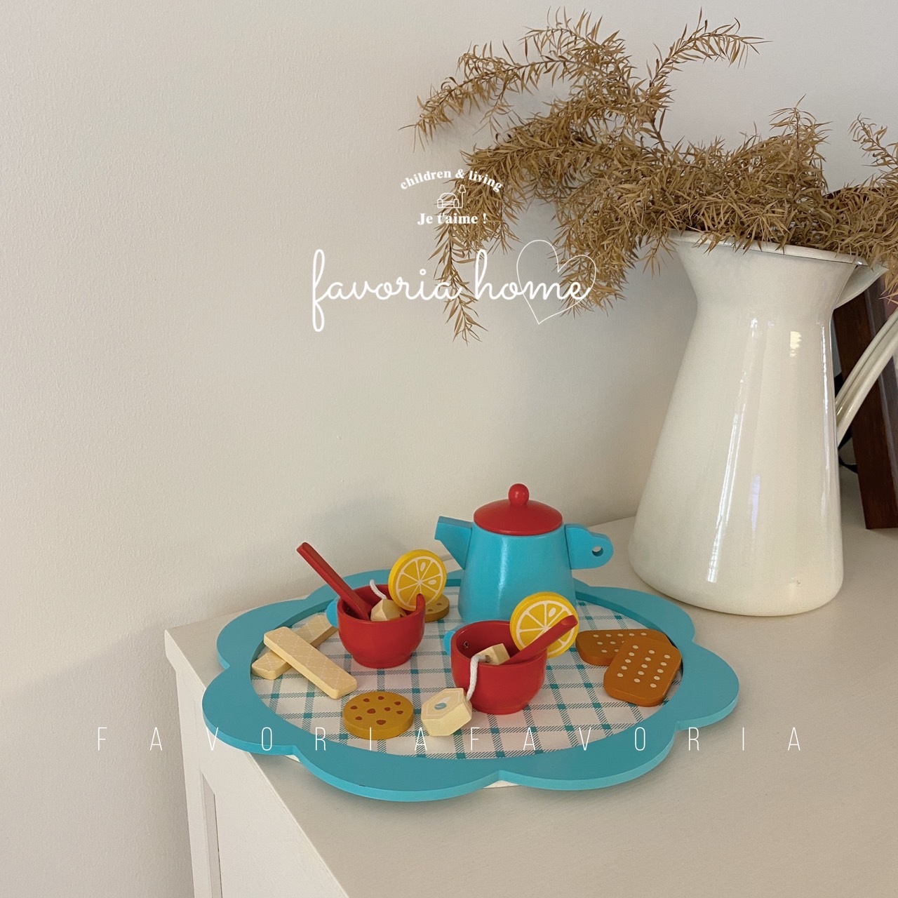 可愛藍木質仿真下午茶套組