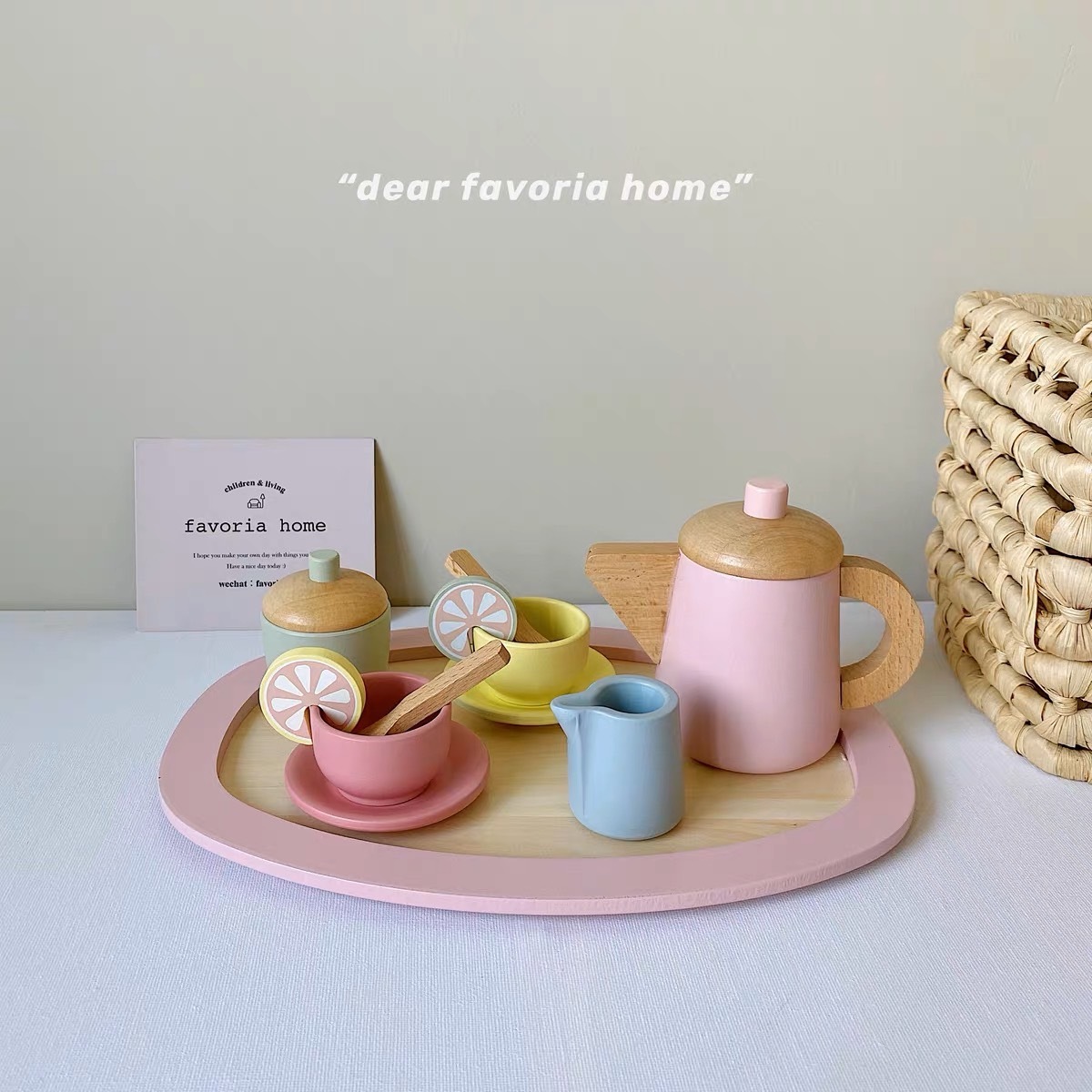 粉嫩少女心木質仿真下午茶套組