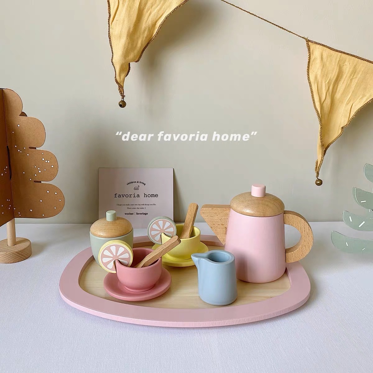粉嫩少女心木質仿真下午茶套組