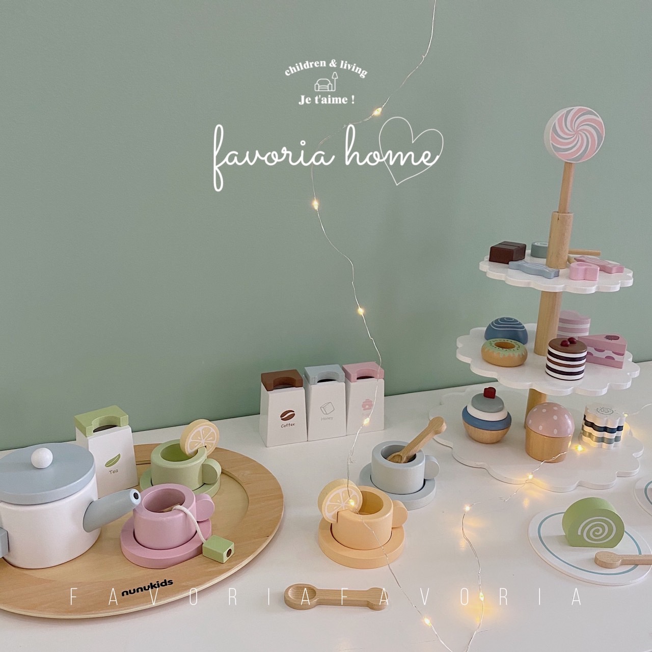 粉嫩馬卡龍木質仿真下午茶系列