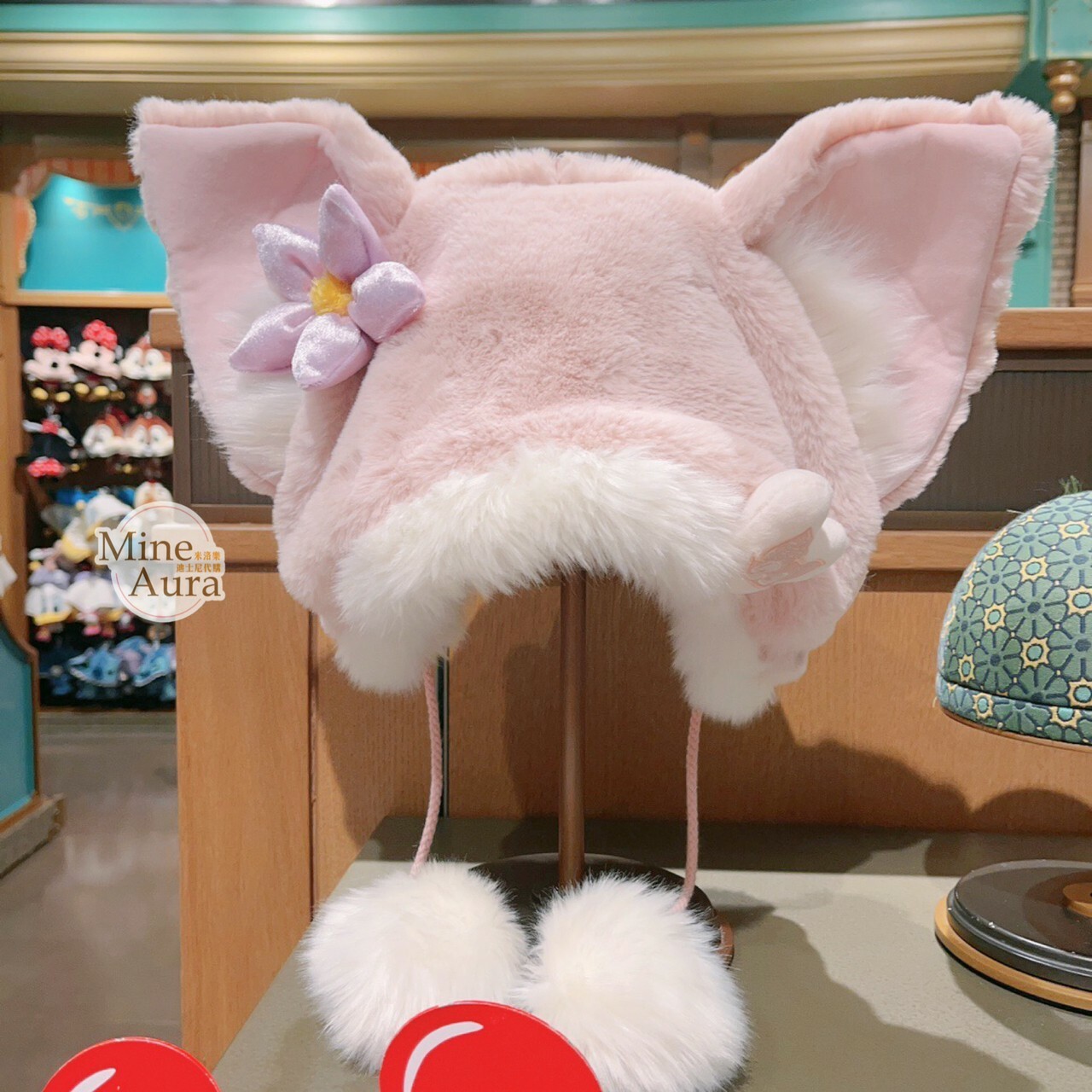 玲娜貝兒 Lina bell 絨毛 立體耳朵 毛球綁帶 造型 帽 -上海迪士尼樂園