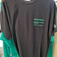 [S] BEENTRILL GREEN TAPING HASHTAG OVER FIT SHORT SLEEVE T-SHIRT,BLACK, BA222TS011-BK [FINAL SALE] (SBT83)