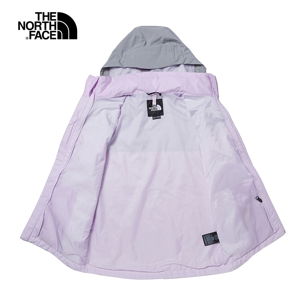 代購 THE NORTH FACE 女 防水透氣 可收納風帽寬鬆衝鋒衣 紫灰 DEC-