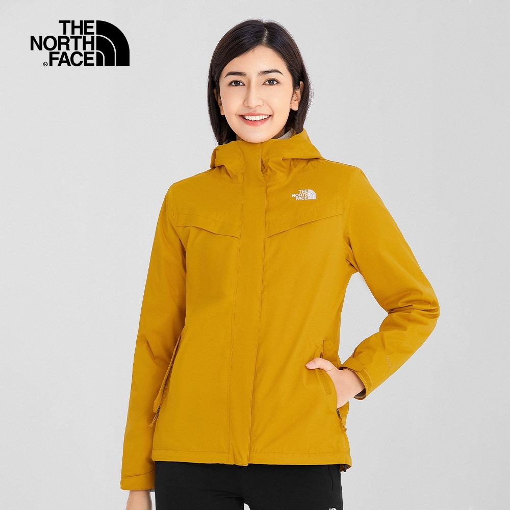 代購 THE NORTH FACE女 防水透氣 連帽三合一外套 黃DEC-