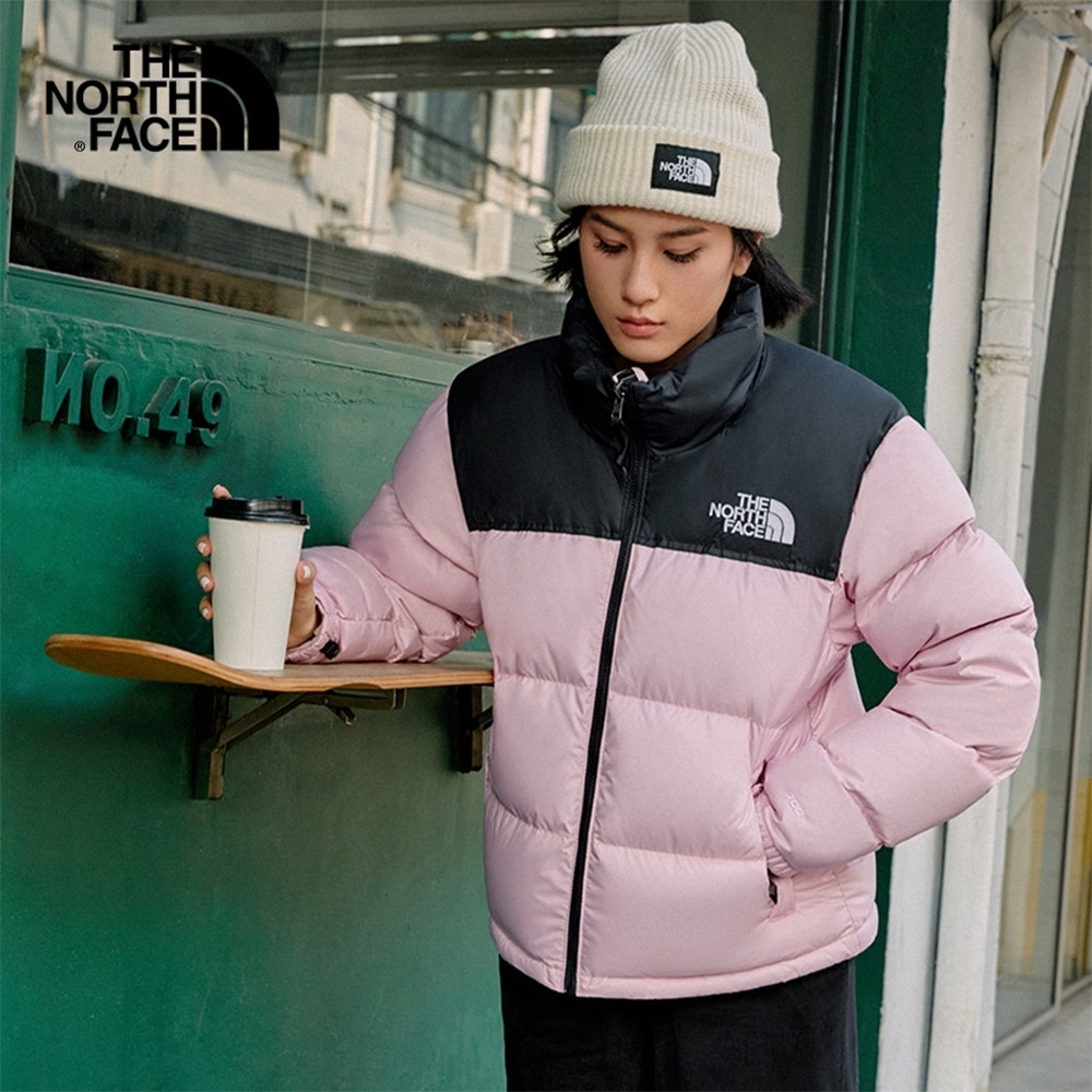 代購 THE NORTH FACE女 防潑水 保暖可收納 連帽羽絨外套 粉 DEC-
