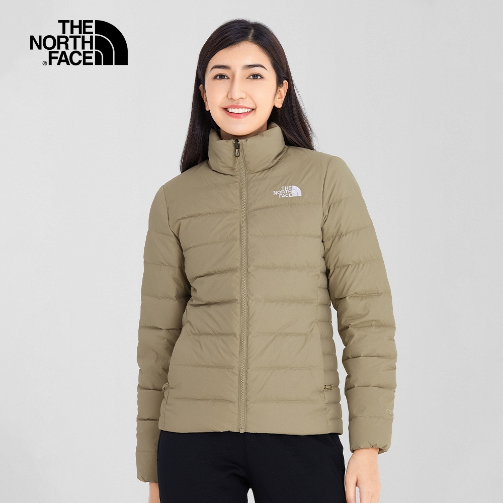 代購 THE NORTH FACE 女 防潑水保暖立領羽絨外套 卡其DEC-