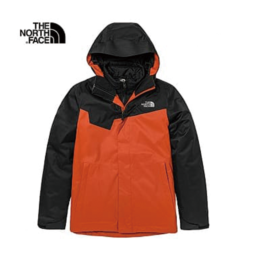 代購 THE NORTH FACE男 防水透氣連帽三合一外套 橘黑 DEC-