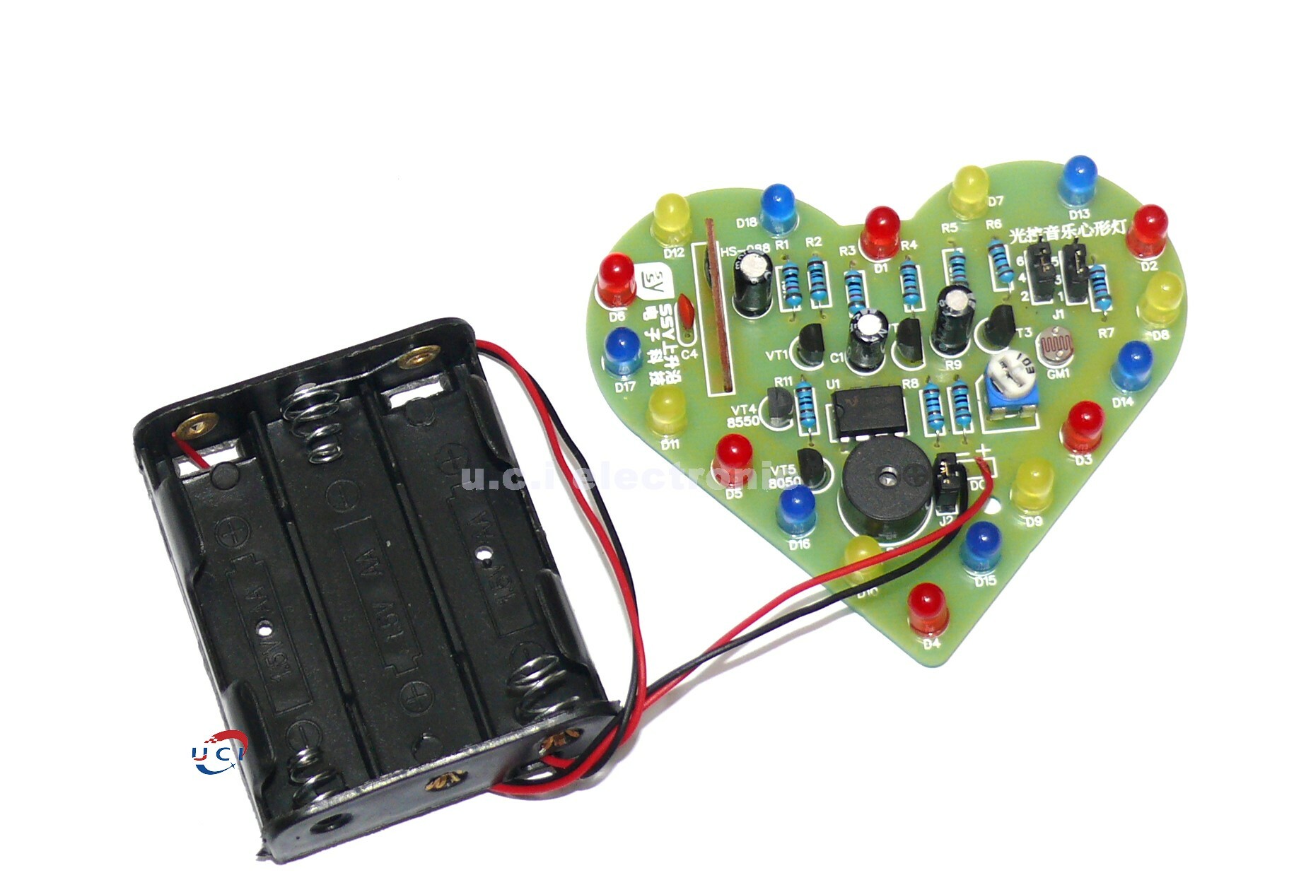 【UCI電子】(Y-2) 光控音樂心形燈套件 心形流水燈電子diy製作散件 電子教學焊接