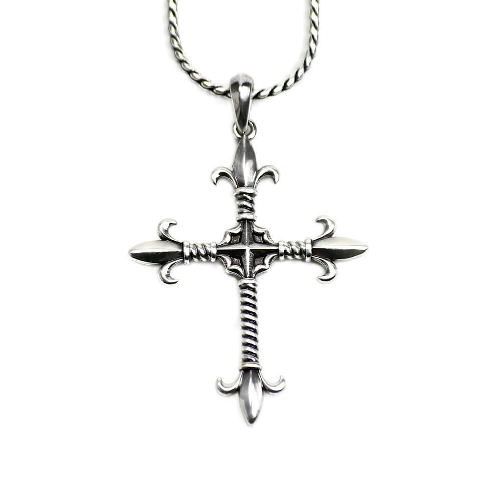 鳶尾花十字架個性項鍊/個性飾品/項鍊－快速出貨