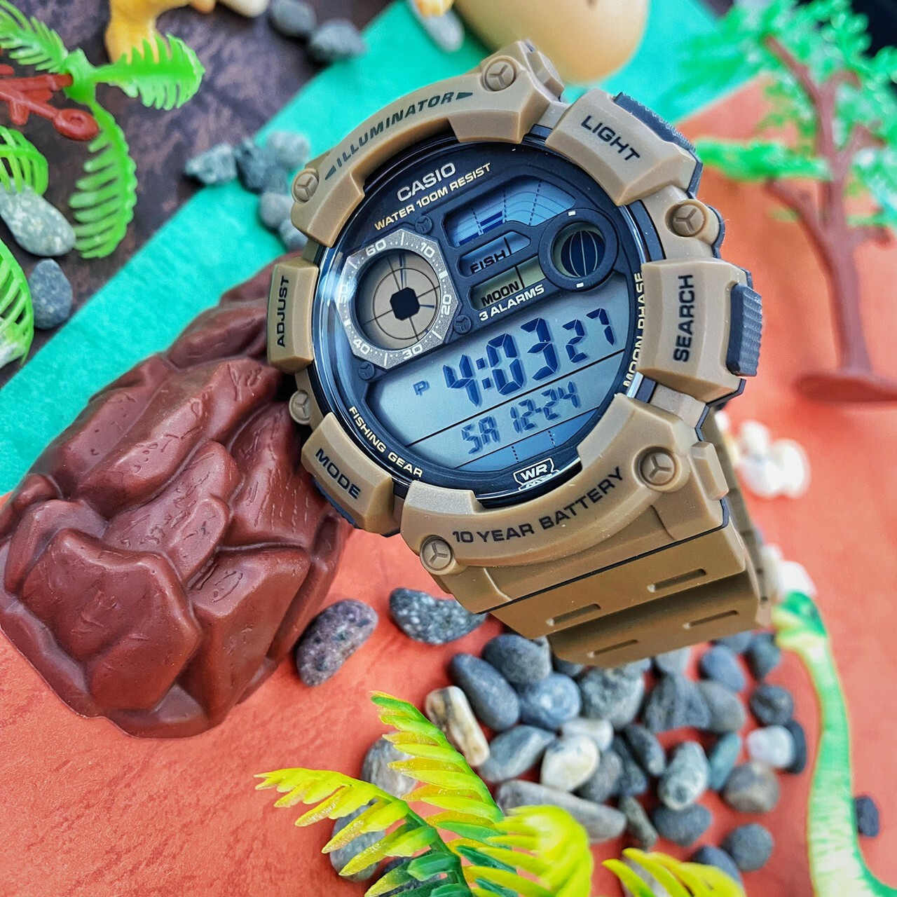 【CASIO 卡西歐】月相資訊和釣魚模式數位錶  WS-1500H-5A(咖)/WS-1500H-1A(黑) /WS-1500H-2A(藍) 現代鐘錶