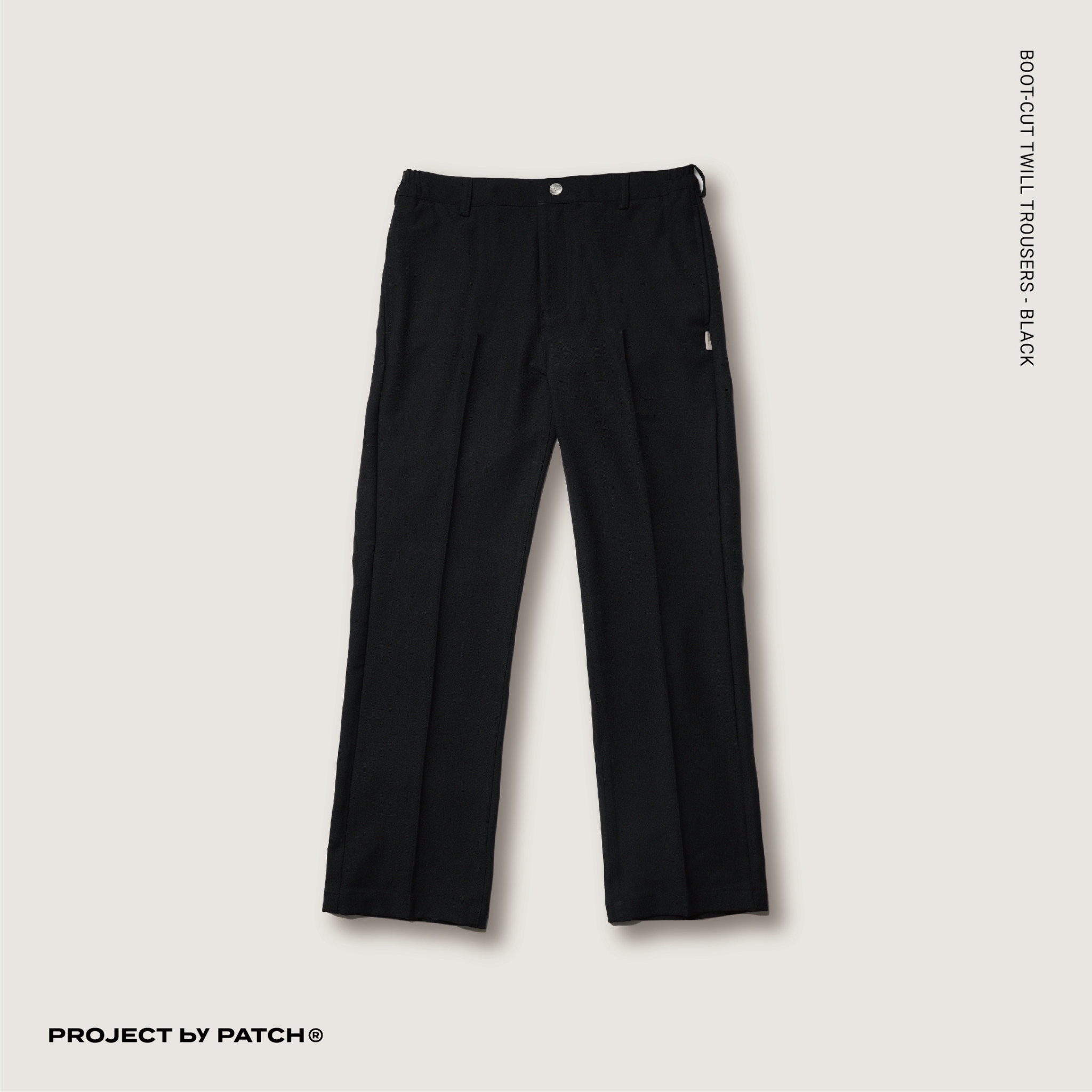 P.B.P - BOOT-CUT TWILL TROUSERS - Black