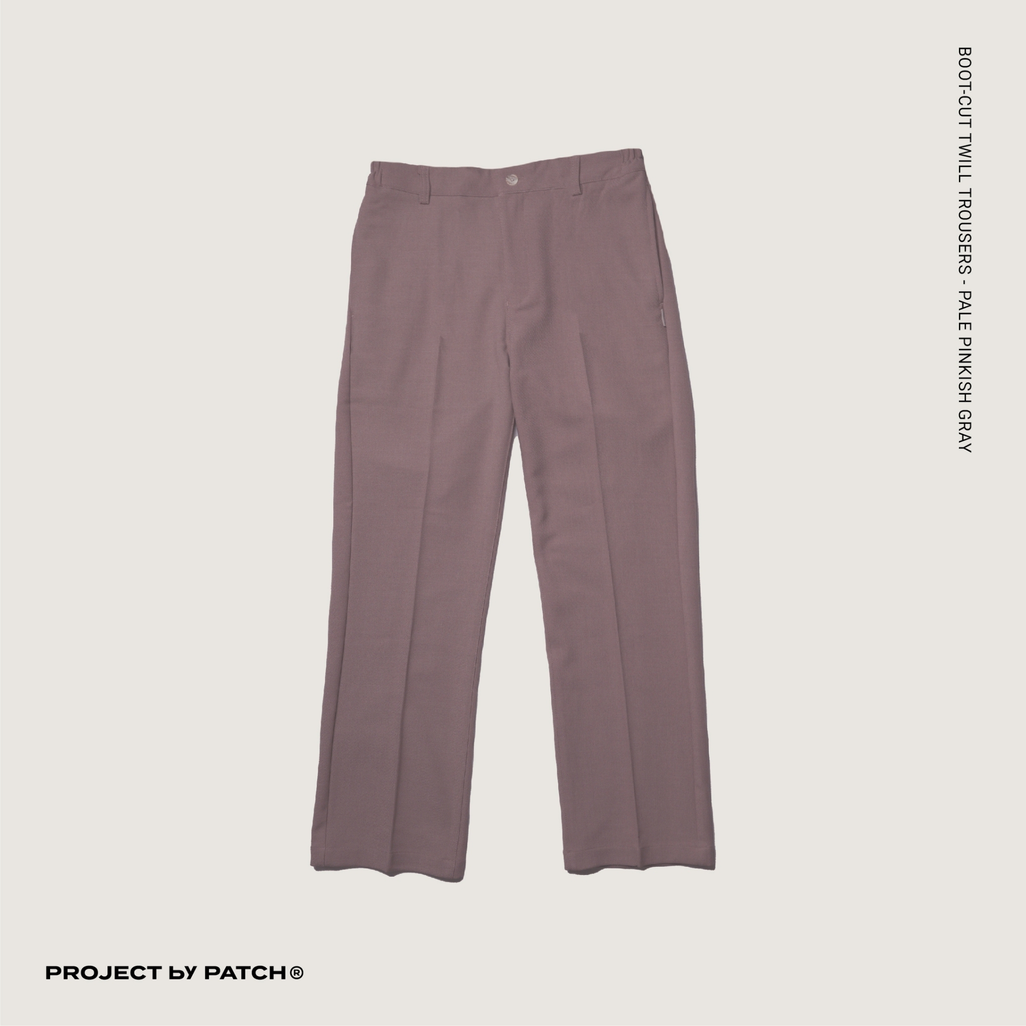P.B.P - BOOT-CUT TWILL TROUSERS - Pale Pinkish Gray