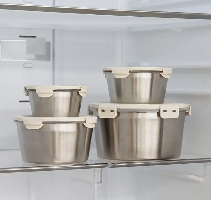 【FIKA】不繡鋼圓型保鮮盒4件組 G-W5-1