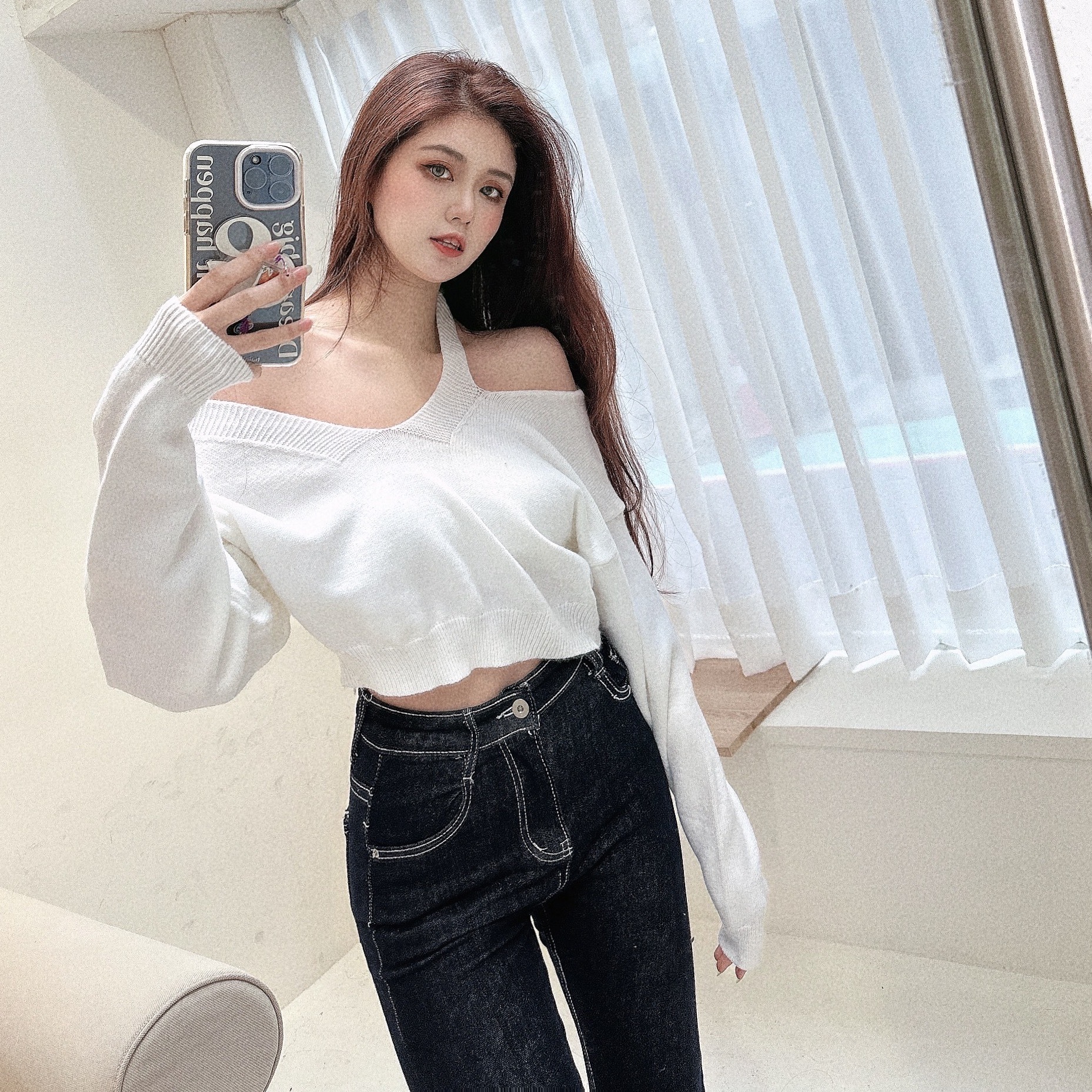 親膚挖肩造型針織毛衣/三色