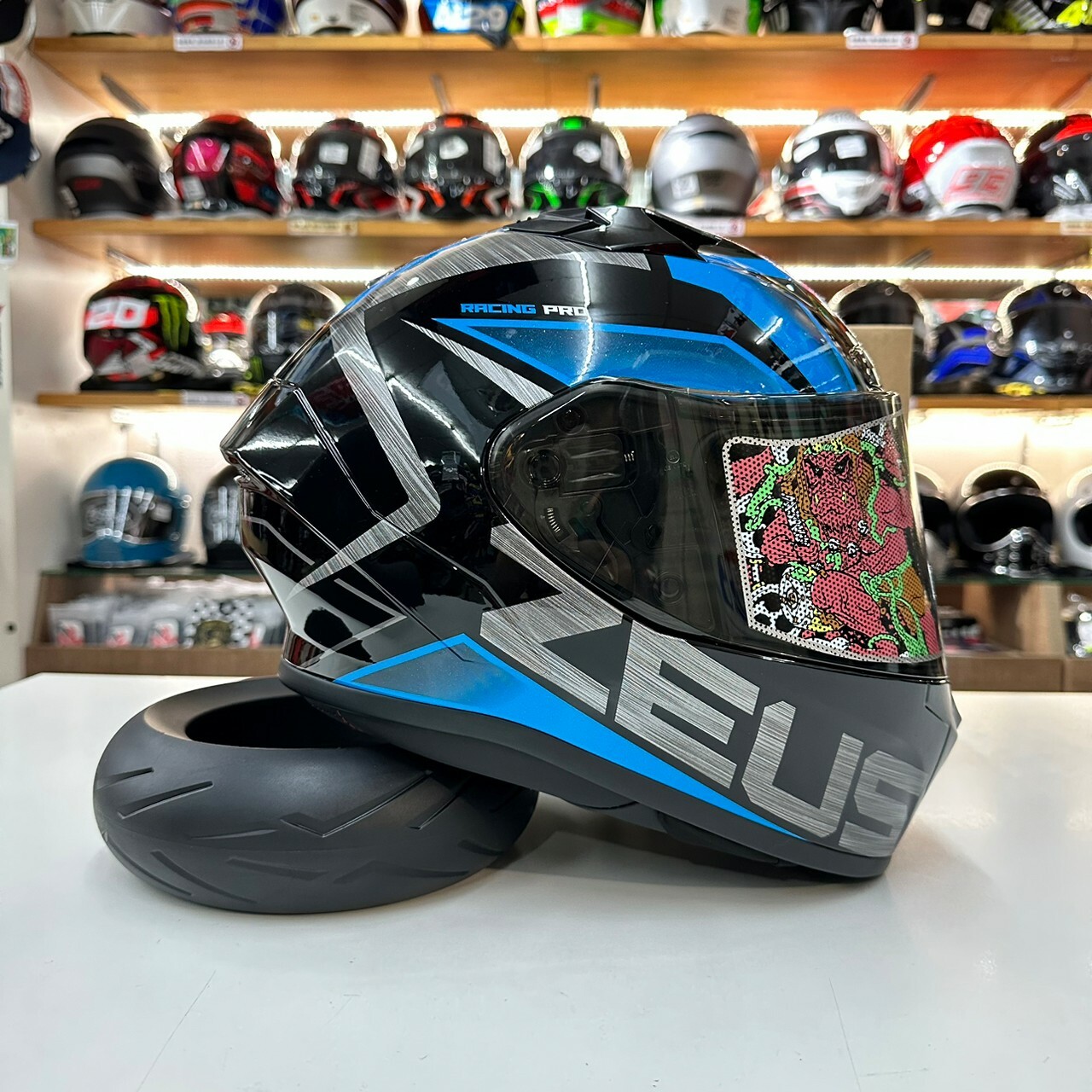 ZEUS ZS-826 BK3 黑藍全罩輕量化ZS826