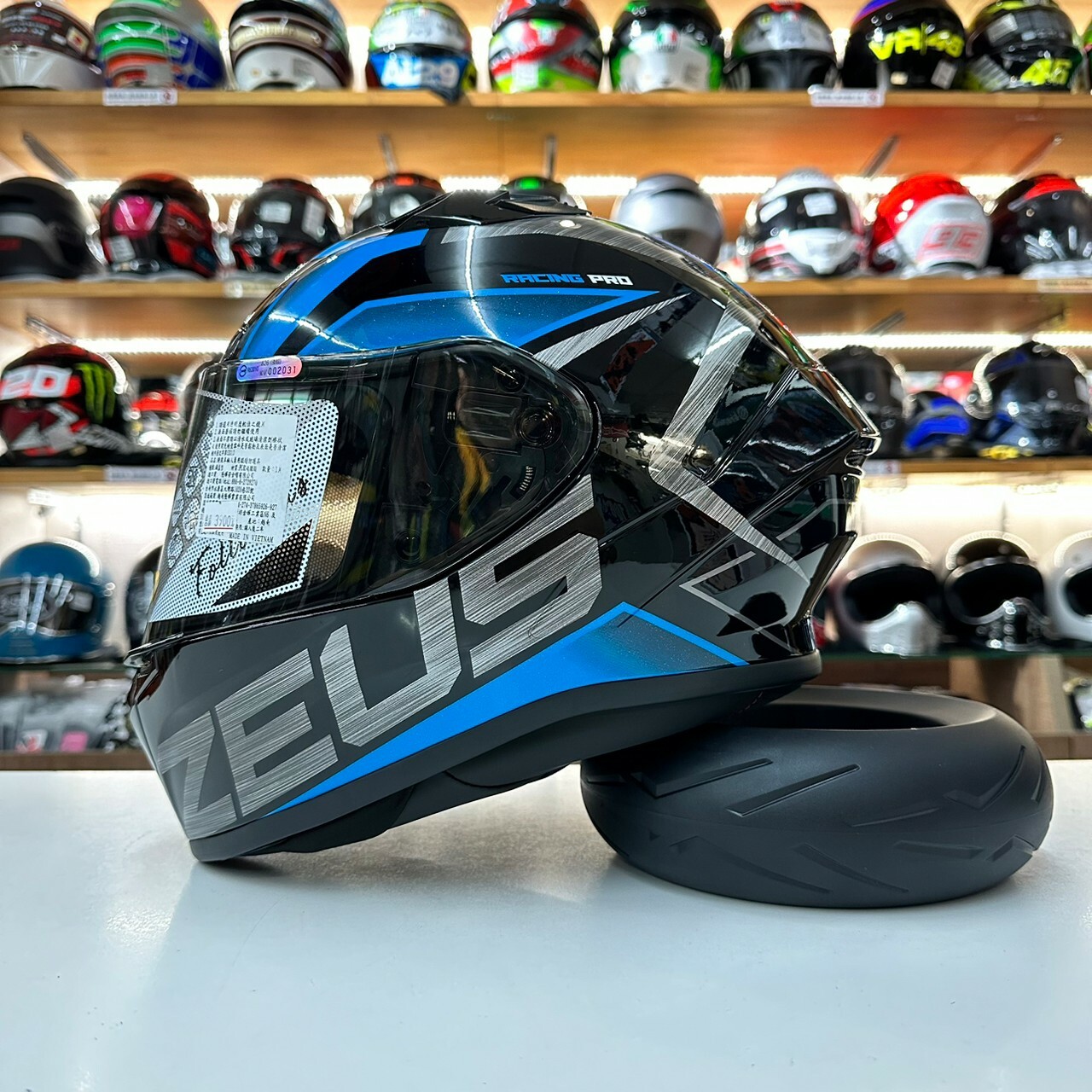 ZEUS ZS-826 BK3 黑藍全罩輕量化ZS826