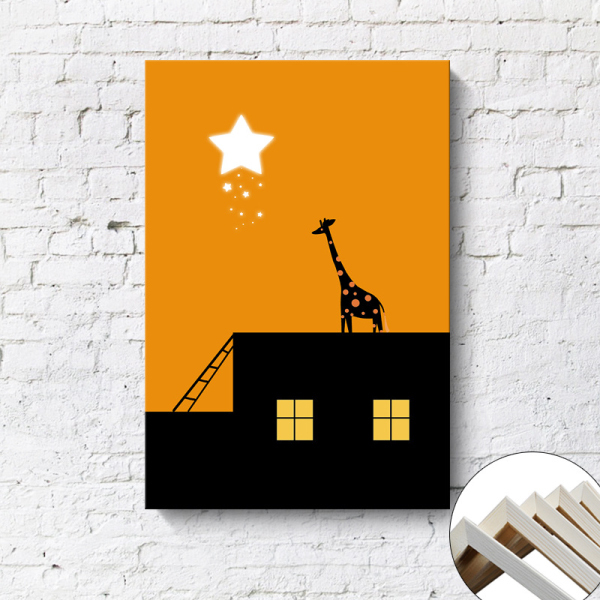 俏皮長頸鹿無框掛畫