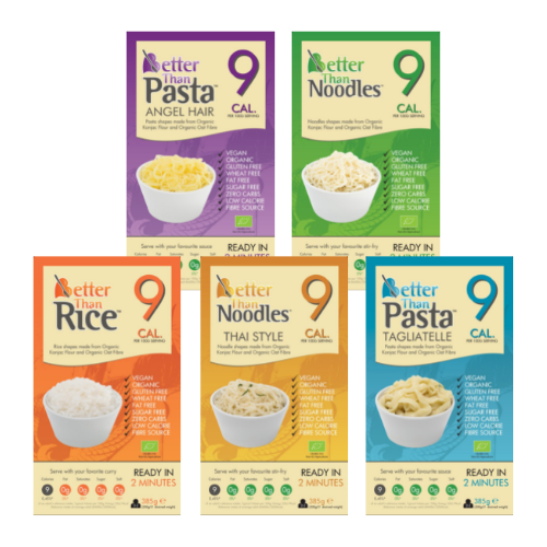 Better Than Foods 有機蒟蒻套裝 - 寬條麵﹑泰式麵、天使麵﹑米﹑麵 (5 x 385g) (BETTER)