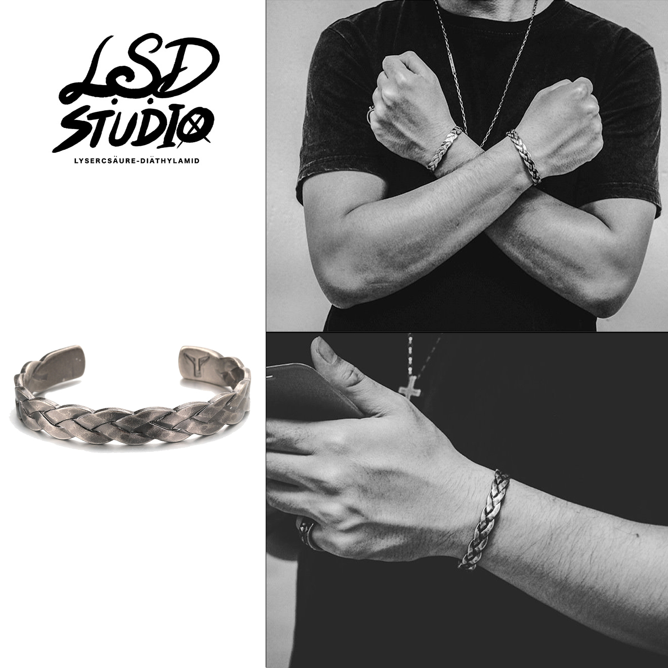 【AC001】復古仿舊磨面麻花開口手環