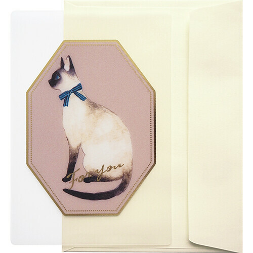 貓咪 霧面透明燙金畫框卡片 萬用卡片｜日本EL COMMUN