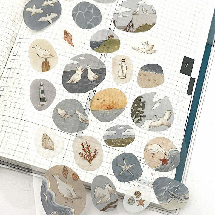 飛鳥 安靜的生活系列 描圖紙燙金貼紙 ｜日本Mind Wave