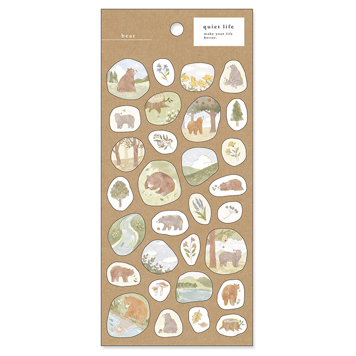 棕熊 安靜的生活系列 描圖紙燙金貼紙 ｜日本Mind Wave
