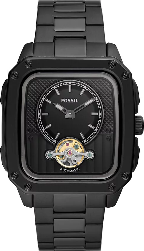萬年鐘錶 - Fossil   酷黑復古方型時尚機械男錶  ME3238   錶徑42MM