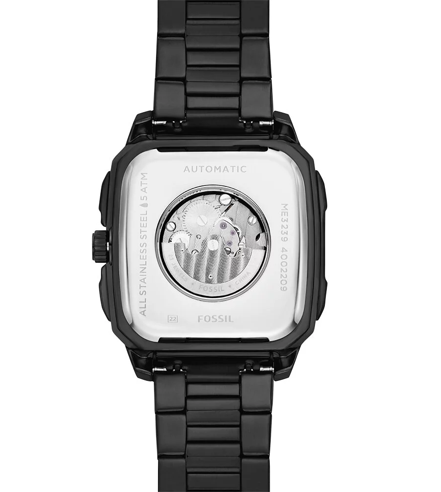 萬年鐘錶 - Fossil   酷黑復古方型時尚機械男錶  ME3238   錶徑42MM