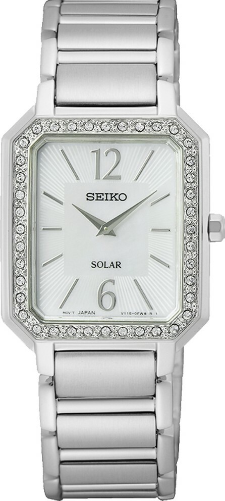 萬年鐘錶 - SEIKO   CS 系列 經典太陽能方形晶鑽女錶  SUP465P1 / V115-0DE0S 錶徑25MM