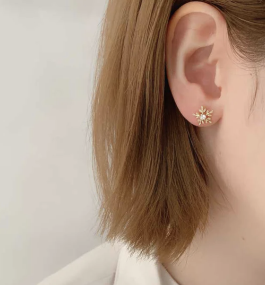 現貨｜JP 日本直送 🇯🇵 聖誕必備🎄雪花閃石耳環