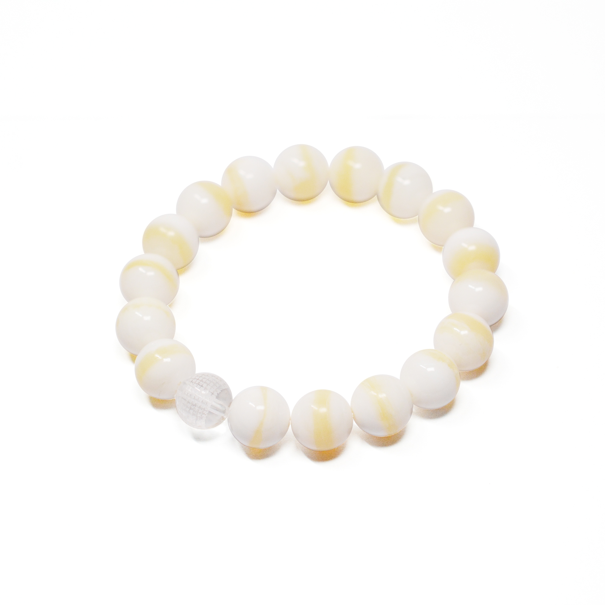 妙本手串系列 - 10mm 一線天硨磲手串 (配：心經白水晶)