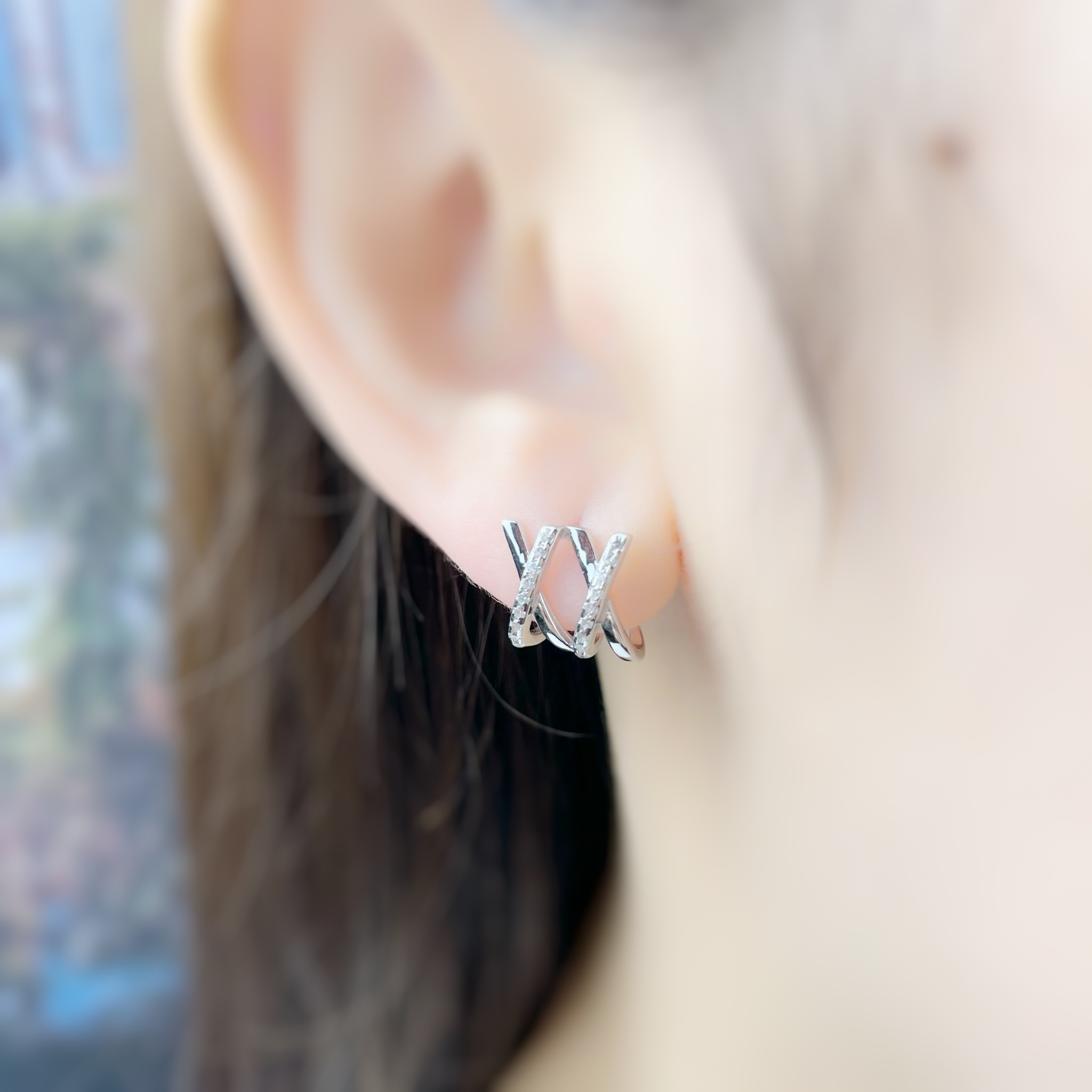 | 925 Silver・White Gold・Rose Gold | Face Everything Together Earrings（Silver / Rose Gold） | EA0597 |