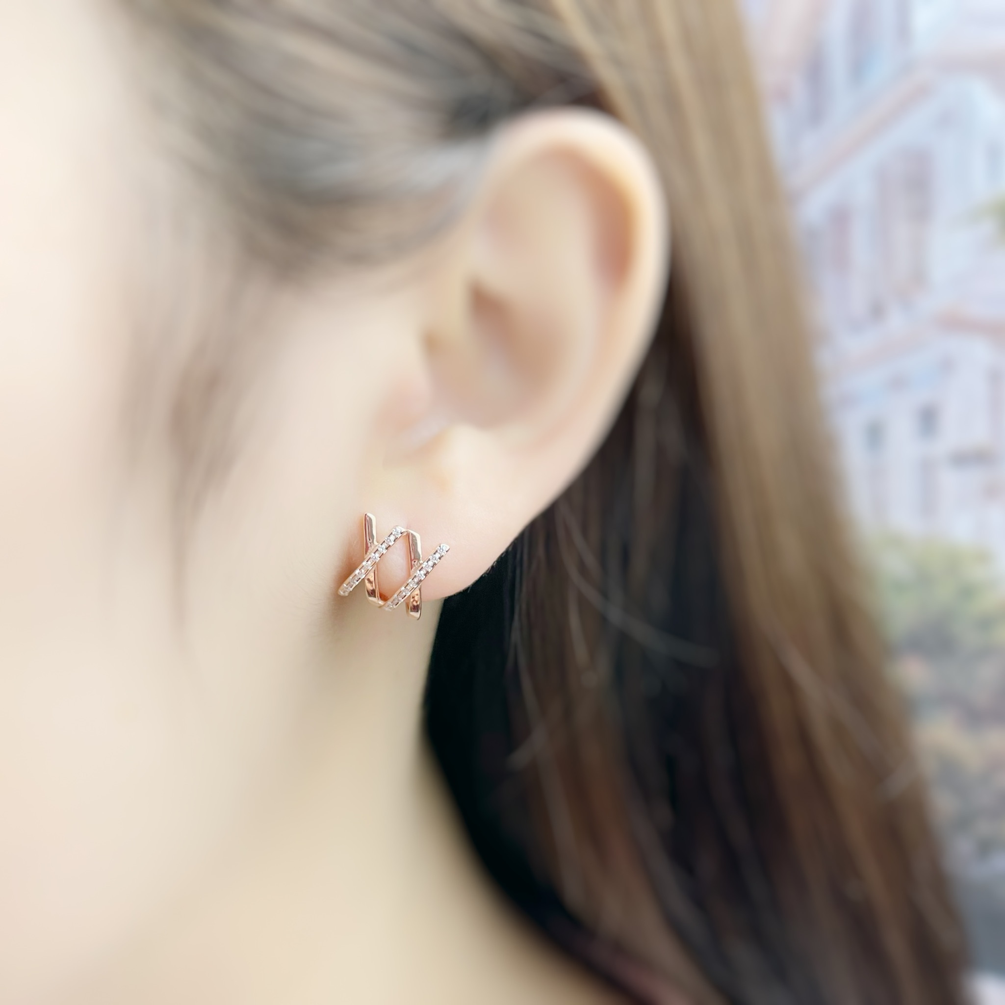 | 925 Silver・White Gold・Rose Gold | Face Everything Together Earrings（Silver / Rose Gold） | EA0597 |