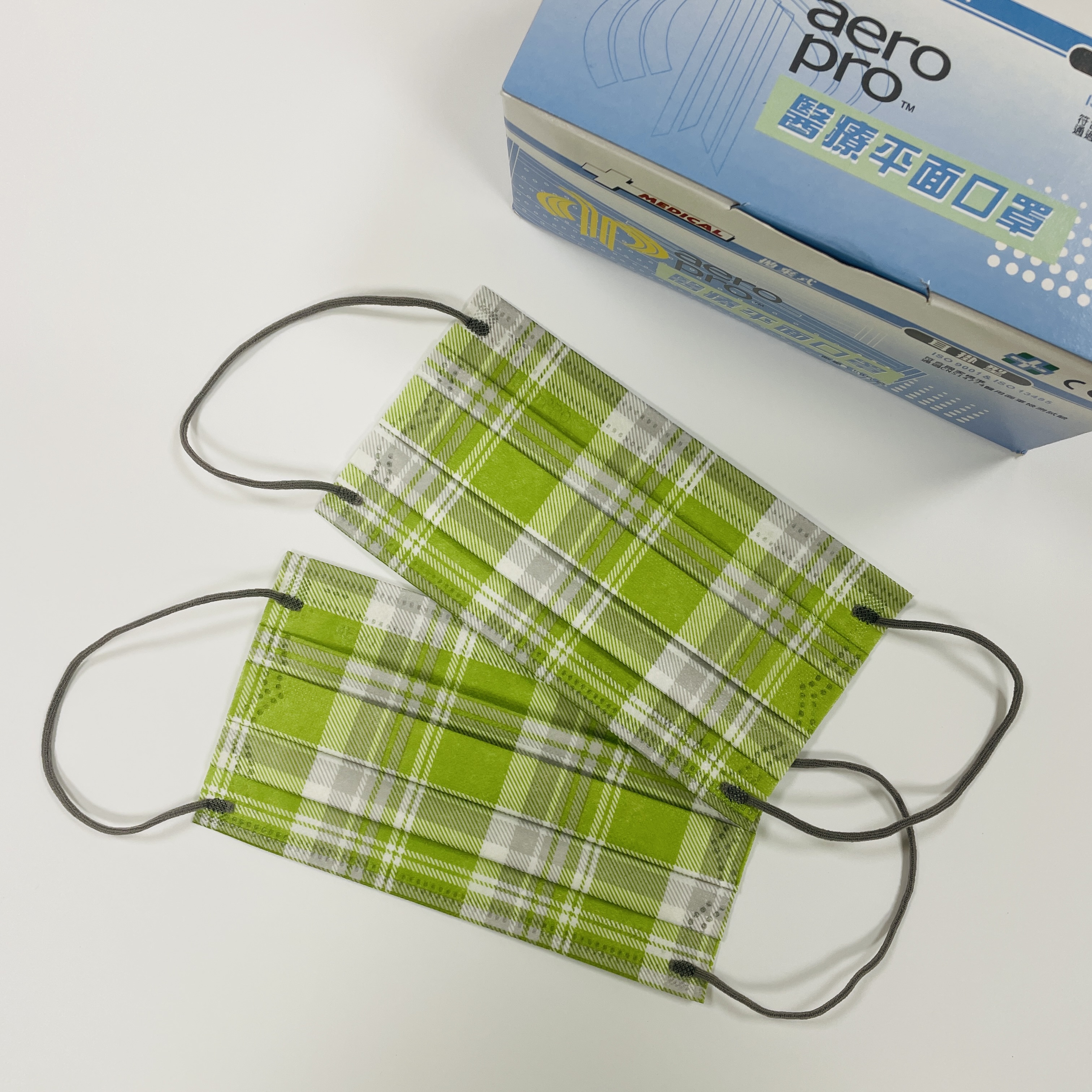 AERO PRO 格紋系列 - 若草色 外掛式醫用口罩 (50入/盒）