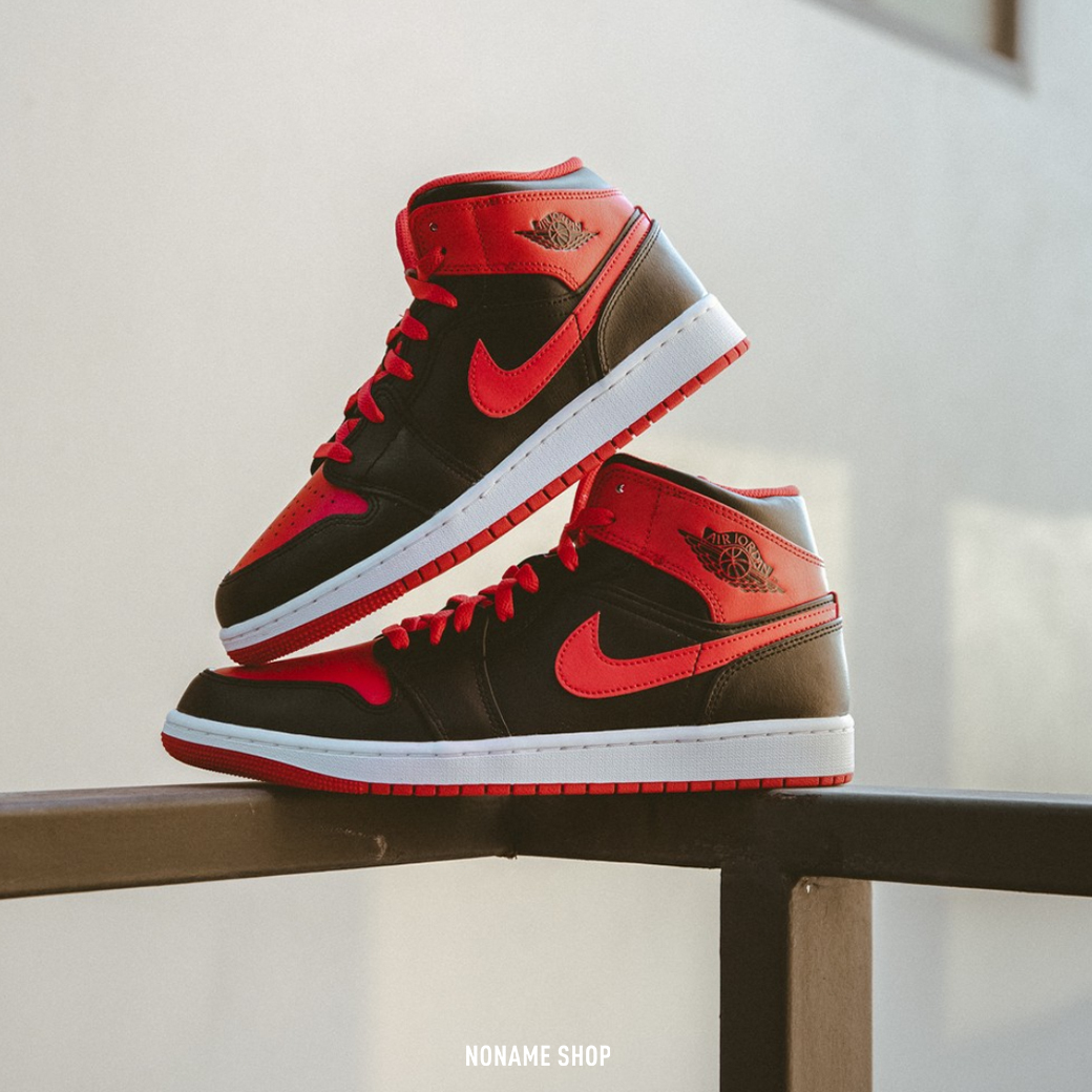 NIKE AIR JORDAN 1 MID ALTERNATE BRED 中筒OG 黑紅 (男款)