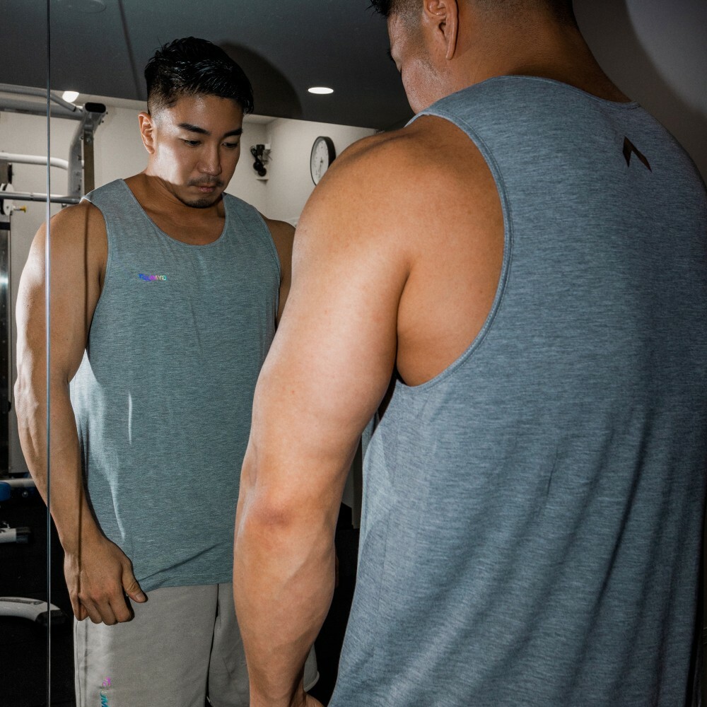 GYMUP 寬肩訓練背心 01 經典灰