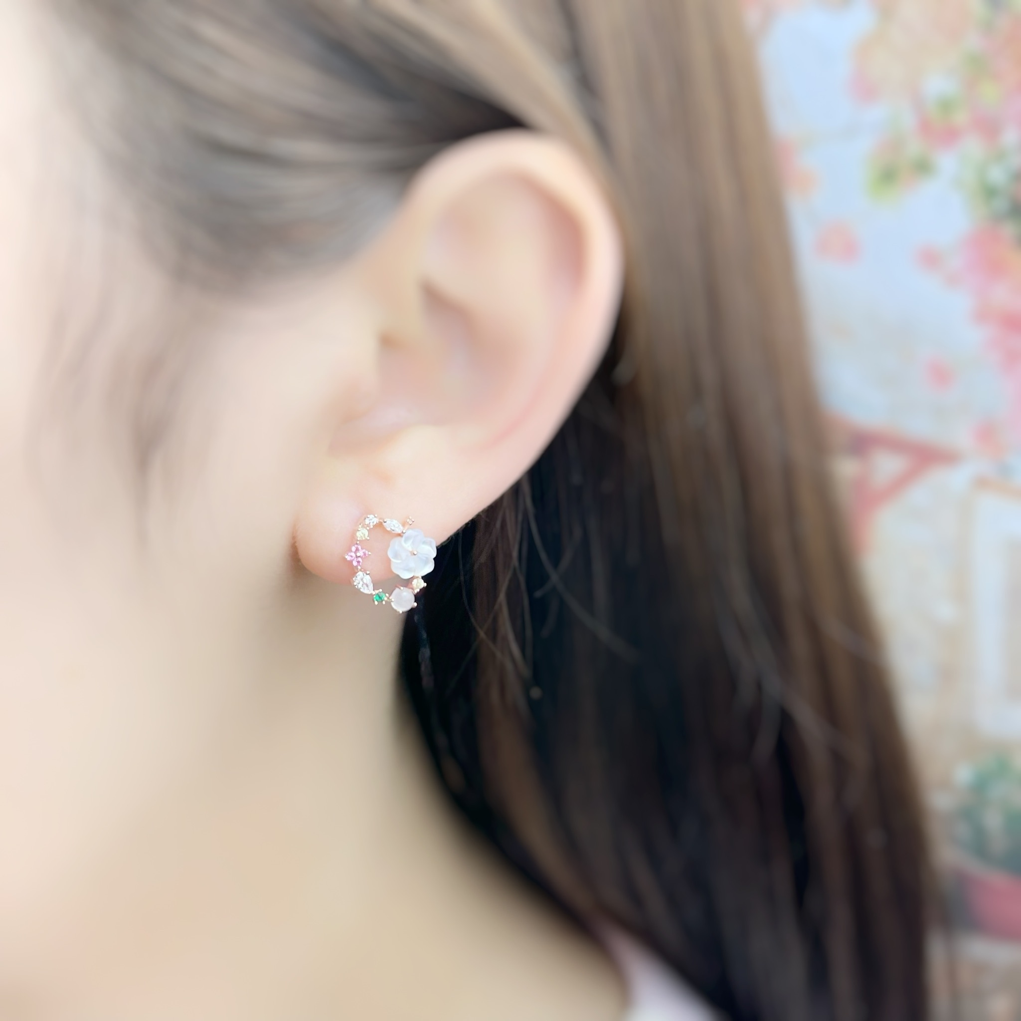 | 925純銀・ 厚鍍玫瑰金 | 美好花環耳環 | EA0611 |