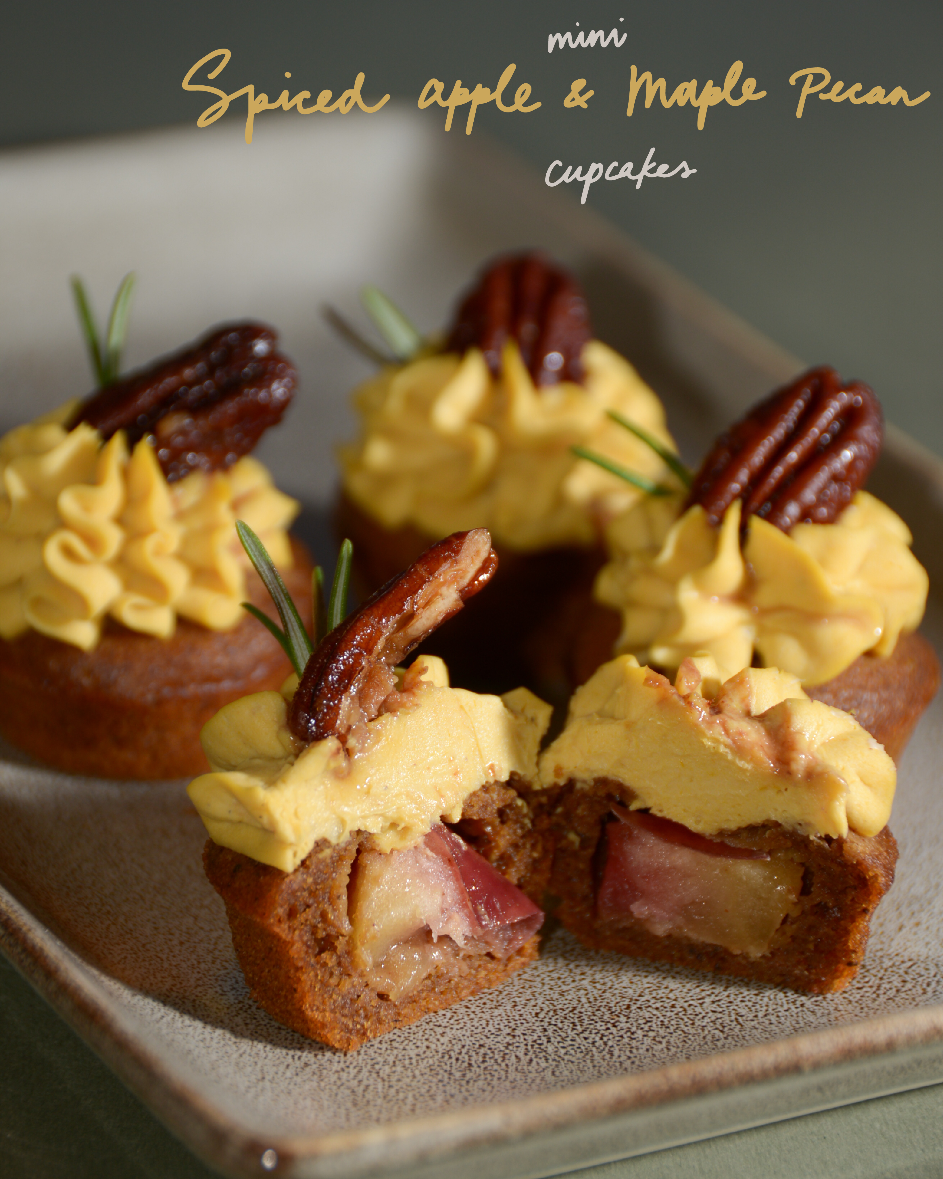 迷你肉桂蘋果配楓糖碧根cupcake（12件）