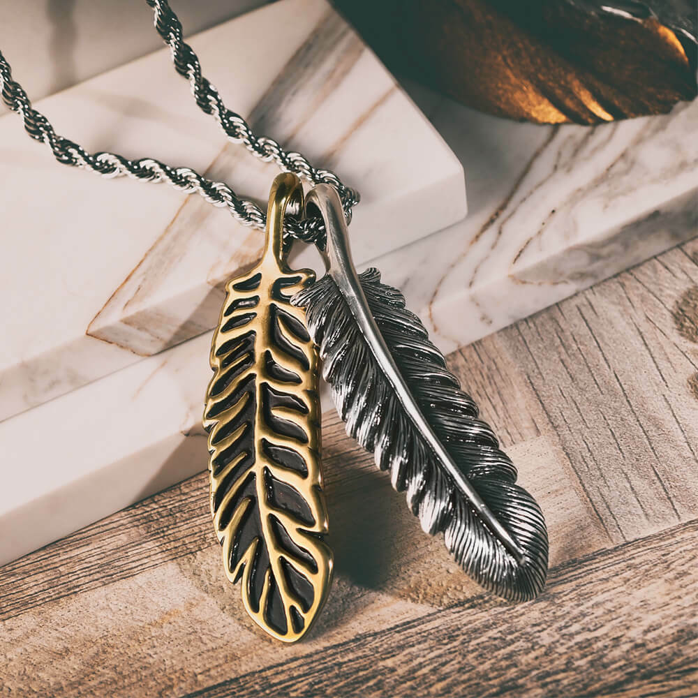 雙色雙羽毛 個性項鍊/個性飾品/項鍊－快速出貨